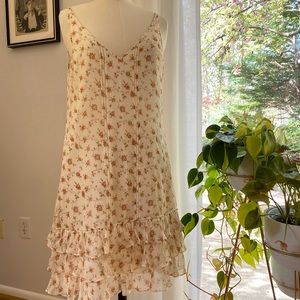 Abercrombie & Fitch Floral Silk Ruffle Hem Shift Dress